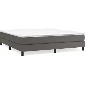 Syfax Cama box spring con colchón cuero sintético gris 160x200 cm