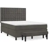 Syfax Cama box spring con colchón terciopelo gris oscuro 140x200 cm