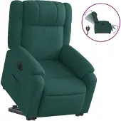 Syfax Sillón eléctrico reclinable elevable de tela verde oscuro