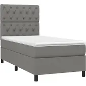 Syfax Cama box spring con colchón tela gris oscuro 80x200 cm