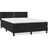 Syfax Cama box spring con colchón terciopelo negro 140x190 cm