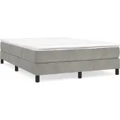 Syfax Cama box spring con colchón terciopelo gris claro 140x200 cm