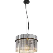 Globo Lámpara colgante Gorley, gris humo/negro, Ø 40 cm, cristal, E27