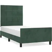 Syfax Estructura cama sin colchón terciopelo verde oscuro 100x200 cm