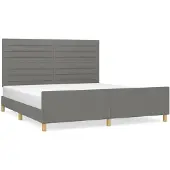 Syfax Cama sin colchón de tela gris oscuro 180x200 cm