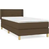 Syfax Cama box spring con colchón tela marrón oscuro 90x200 cm