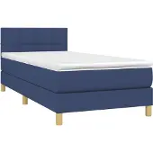 Syfax Cama box spring con colchón tela azul 90x200 cm