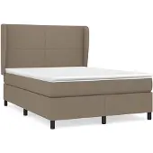 Syfax Cama box spring con colchón tela gris taupe 140x190 cm