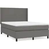 Syfax Cama box spring con colchón cuero sintético gris 140x200 cm