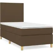 Syfax Cama box spring con colchón tela marrón oscuro 90x190 cm