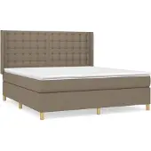 Syfax Cama box spring con colchón tela gris taupe 160x200 cm
