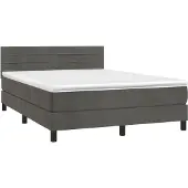 Syfax Cama box spring con colchón terciopelo gris oscuro 140x200 cm