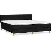 Syfax Cama box spring con colchón tela negro 160x200 cm
