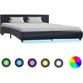 Syfax Estructura cama LED sin colchón cuero sintético negro 180x200cm