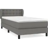 Syfax Cama box spring con colchón tela gris oscuro 90x200 cm