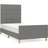 Syfax Estructura de cama sin colchón tela gris oscuro 90x200 cm