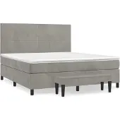 Syfax Cama box spring con colchón terciopelo gris claro 160x200 cm