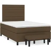 Syfax Cama box spring con colchón tela marrón oscuro 120x200 cm