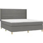 Syfax Cama box spring con colchón tela gris oscuro 160x200 cm