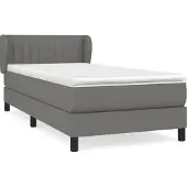 Syfax Cama box spring con colchón tela gris oscuro 100x200 cm