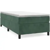 Syfax Estructura de cama con somier terciopelo verde oscuro 90x190cm