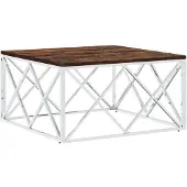 Syfax Mesa de centro acero inoxidable y madera maciza reciclada