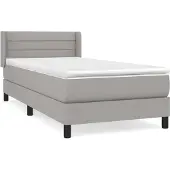 Syfax Cama box spring con colchón tela gris claro 100x200 cm
