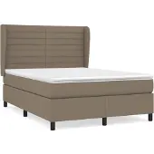 Syfax Cama box spring con colchón tela gris taupe 140x190 cm