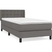 Syfax Cama box spring con colchón cuero sintético gris 80x200 cm