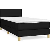 Syfax Cama box spring con colchón tela negro 80x200 cm