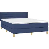 Syfax Cama box spring con colchón tela azul 140x200 cm