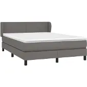 Syfax Cama box spring con colchón cuero sintético gris 140x200 cm