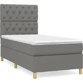Syfax Cama box spring con colchón tela gris oscuro 80x200 cm