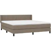 Syfax Cama box spring con colchón tela gris taupe 160x200 cm