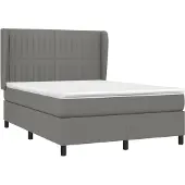 Syfax Cama box spring con colchón tela gris oscuro 140x190 cm