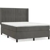 Syfax Cama box spring con colchón terciopelo gris oscuro 140x200 cm