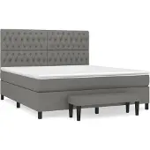 Syfax Cama box spring con colchón tela gris oscuro 180x200 cm
