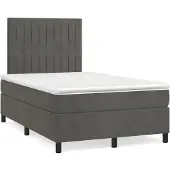 Syfax Cama box spring con colchón terciopelo gris oscuro 120x200 cm