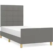 Syfax Estructura de cama sin colchón tela gris oscuro 90x190 cm