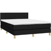 Syfax Cama box spring con colchón tela negro 140x190 cm