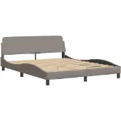 Syfax Estructura de cama Dover tela gris taupe 160x200 cm