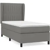Syfax Cama box spring con colchón tela gris oscuro 90x200 cm