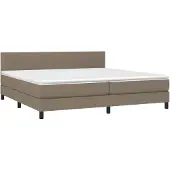 Syfax Cama box spring con colchón tela gris taupe 200x200 cm