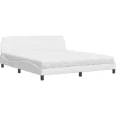 Syfax Cama con colchón Dover cuero sintético blanco 180x200 cm