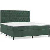 Syfax Cama box spring con colchón terciopelo verde oscuro 180x200 cm