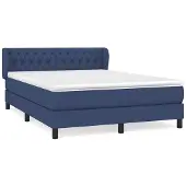 Syfax Cama box spring con colchón tela azul 140x200 cm