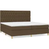 Syfax Cama box spring con colchón tela marrón oscuro 200x200 cm