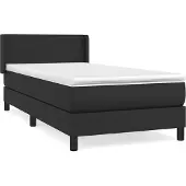 Syfax Cama box spring con colchón cuero sintético negro 90x190 cm