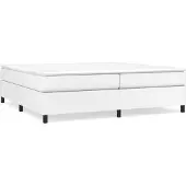 Syfax Cama box spring con colchón cuero sintético blanco 200x200 cm
