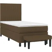 Syfax Cama box spring con colchón tela marrón oscuro 100x200 cm